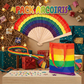 Pack Arcoíris Pride: Tote Bag + Abanico + Pulsera | SomPrinty 3D